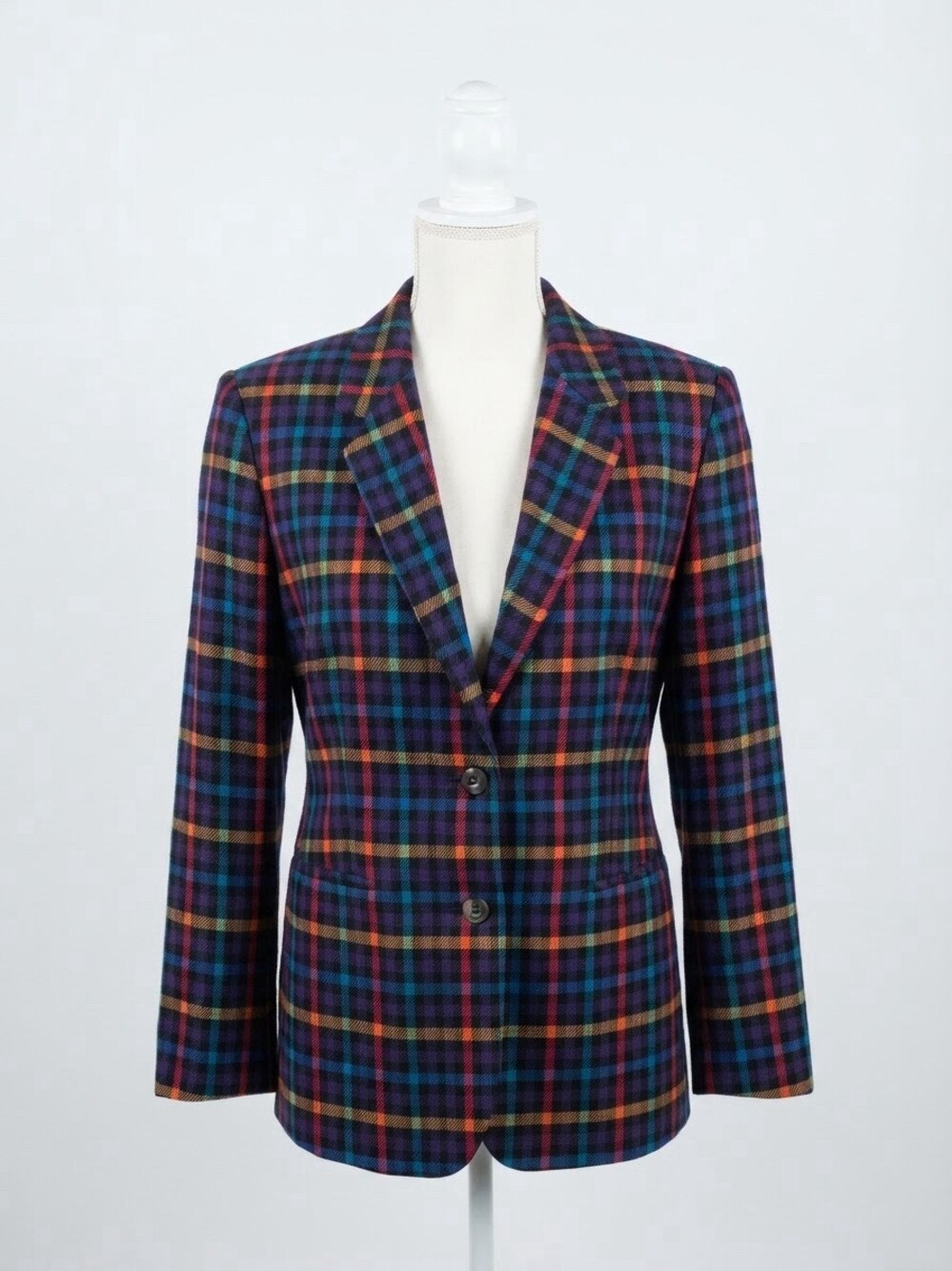 Vintage Sag Harbor Plaid Blazer Jacket Size 10 Multicolor Tartan Wool Blend